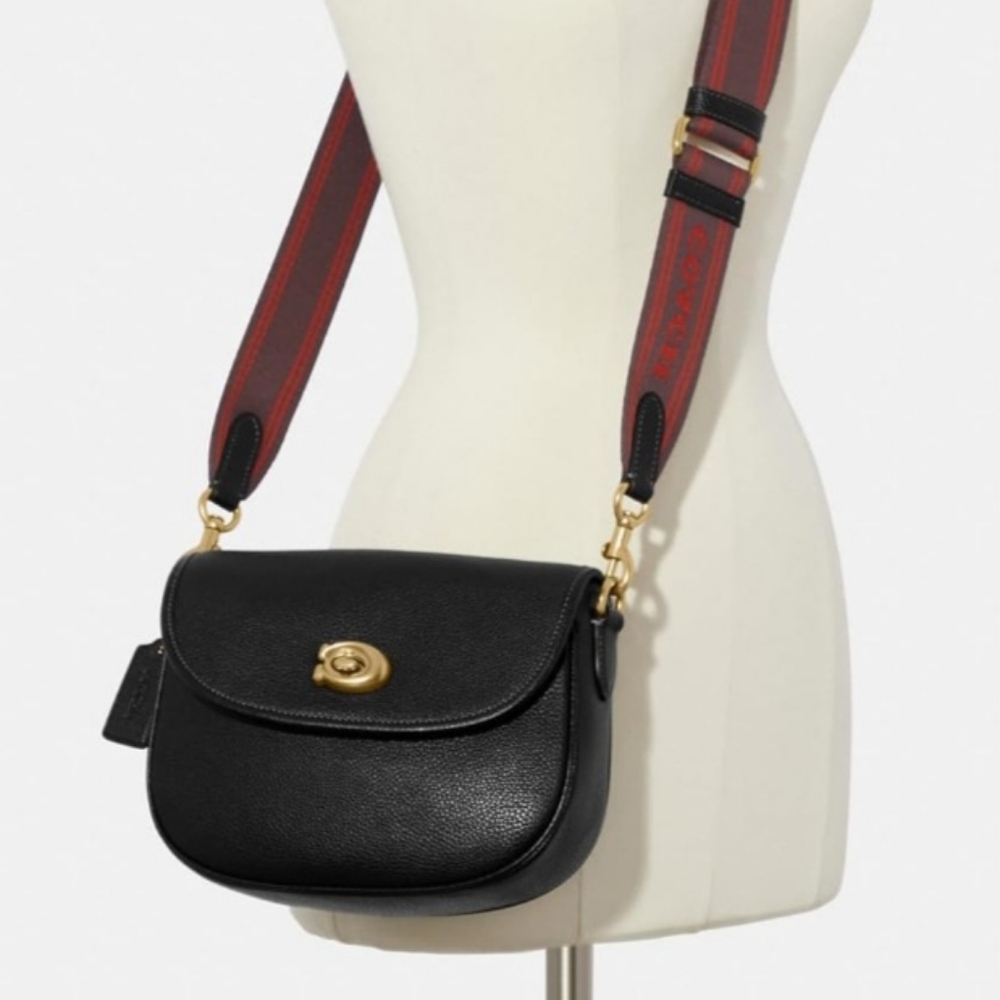 Coach Black Crossbody Bag with Red Strap